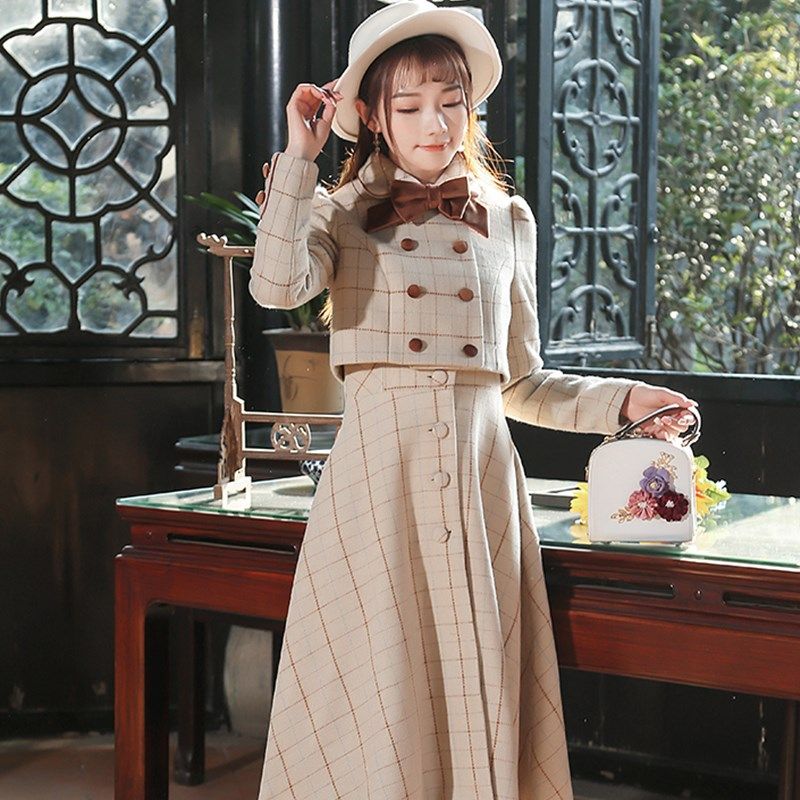 复古洋装马甲_民国风小洋装 名媛秋冬学院复古娃娃领文艺长袖马甲背心