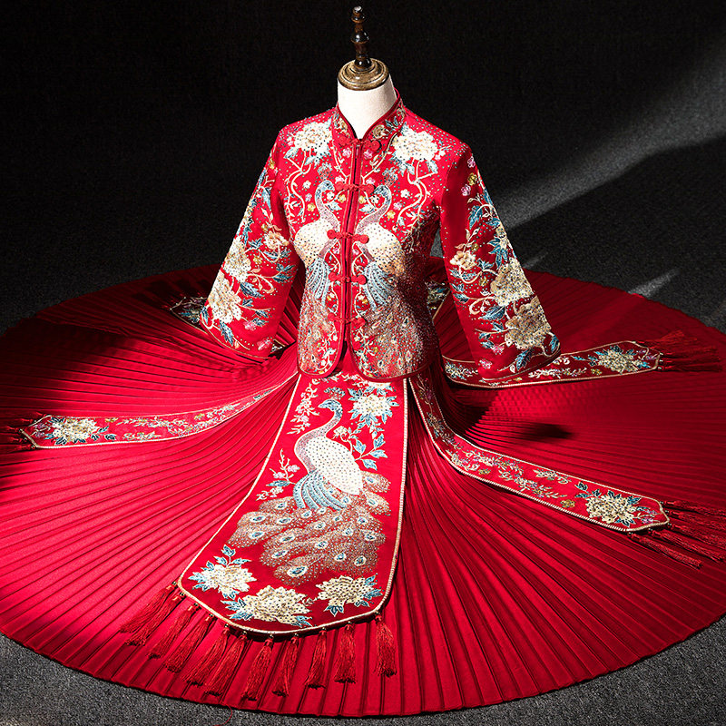 秀禾服新娘2019新款中式结婚敬酒服龙凤褂古代婚纱礼服出阁服嫁衣