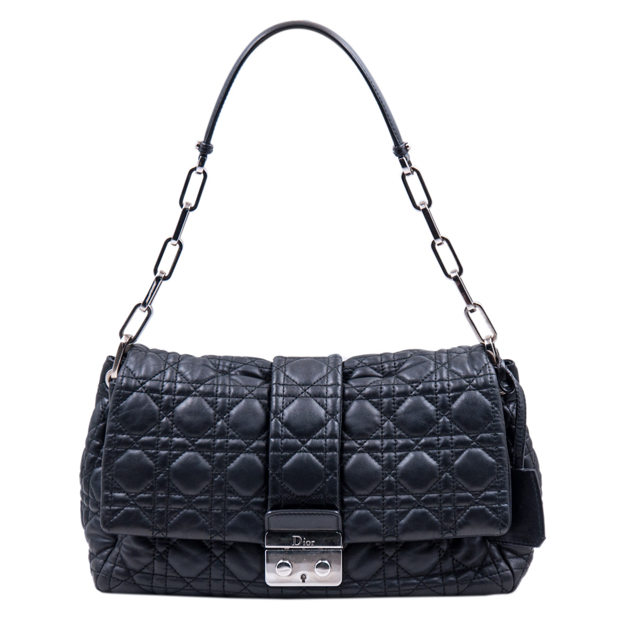 9.5新〕迪奥dior女士黑色经典款单肩手提包