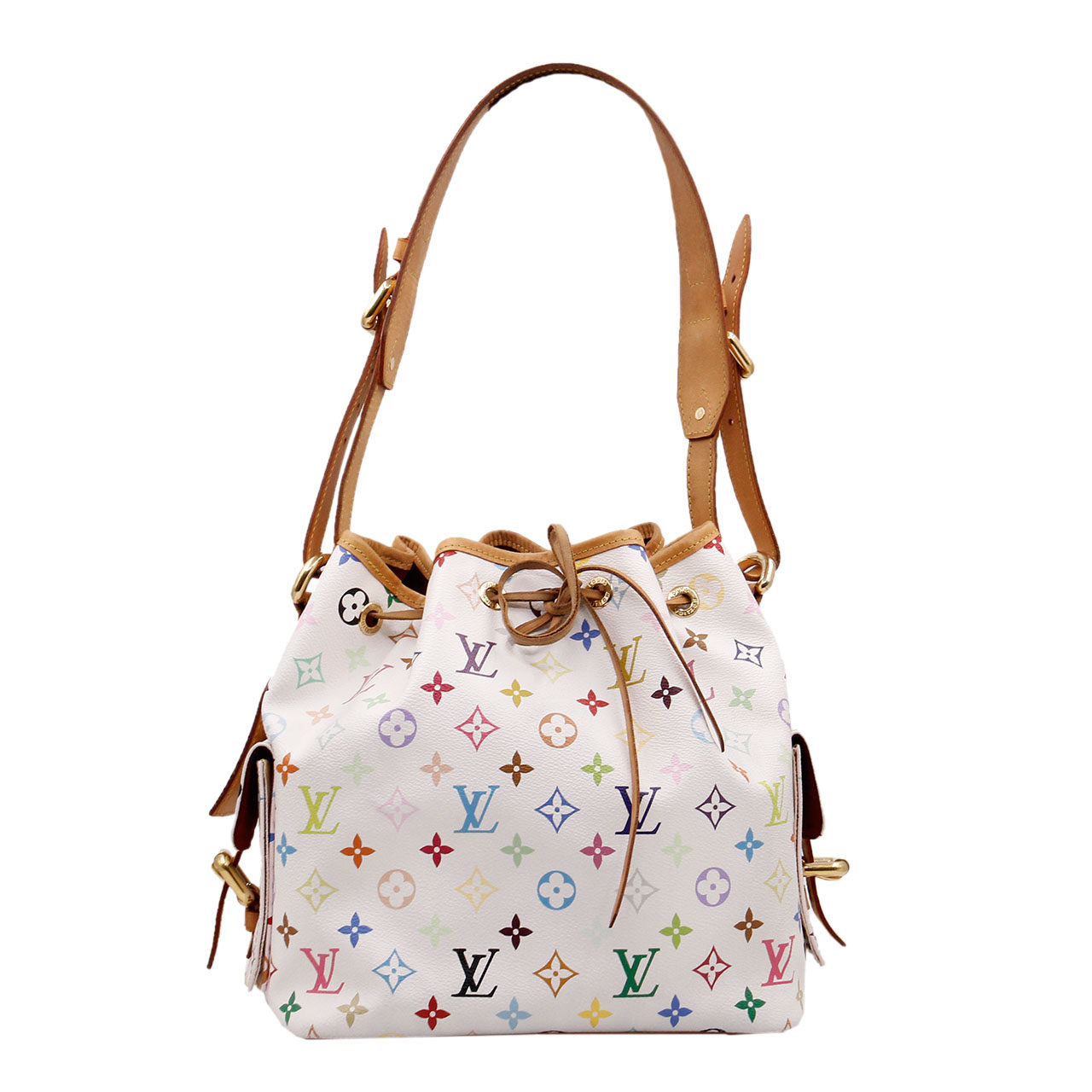 9.0新〕路易威登lv女士白三彩水桶单肩包zj-171017002