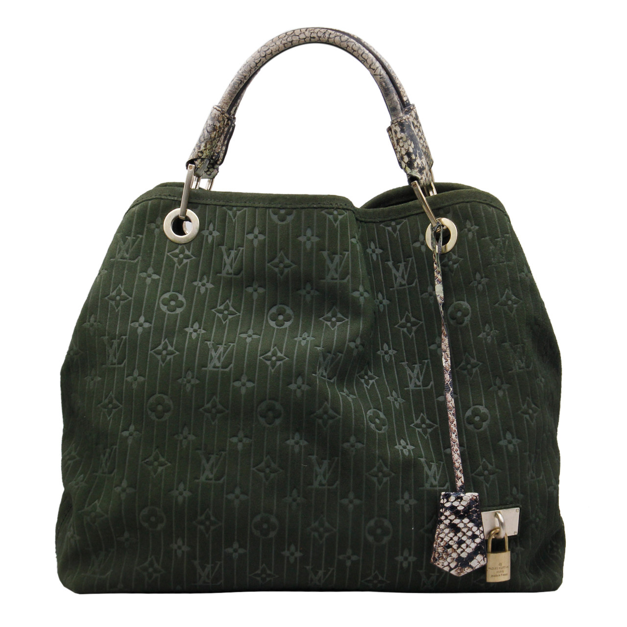 9.5新〕路易威登lv女士麂皮拼蛇皮手提包