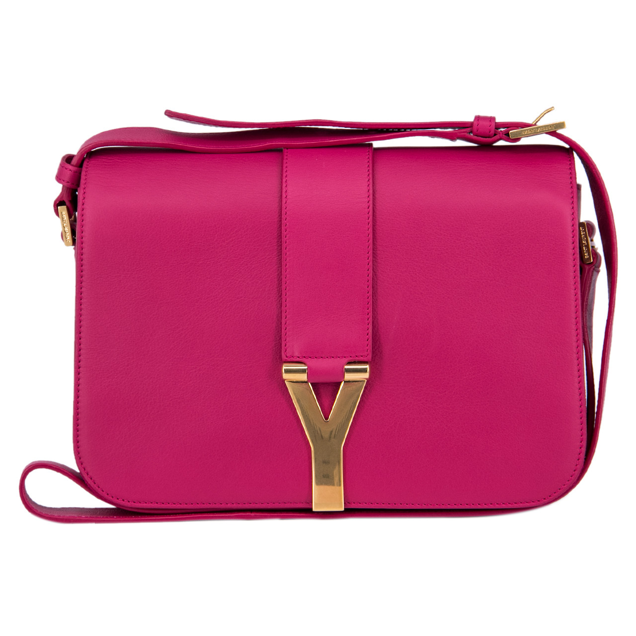 9.8新〕圣罗兰ysl女士经典金扣玫红色单肩包