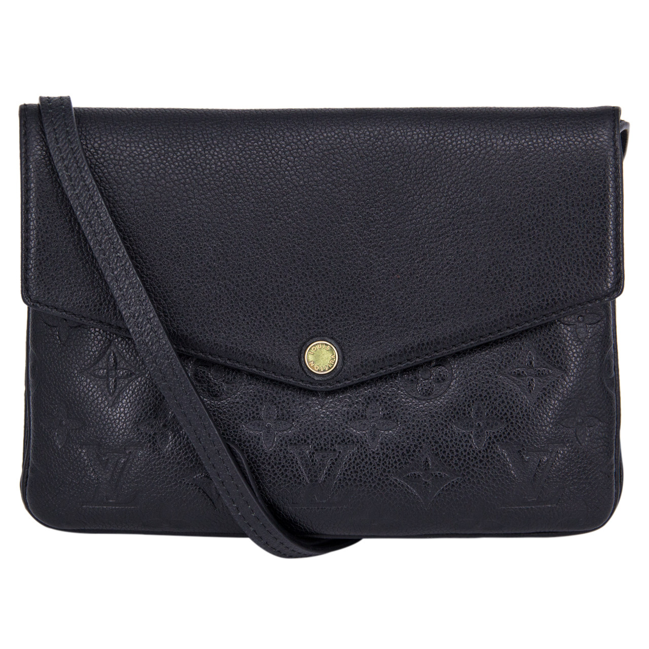 9.5新〕路易威登lv女士黑色twice全皮款邮差包