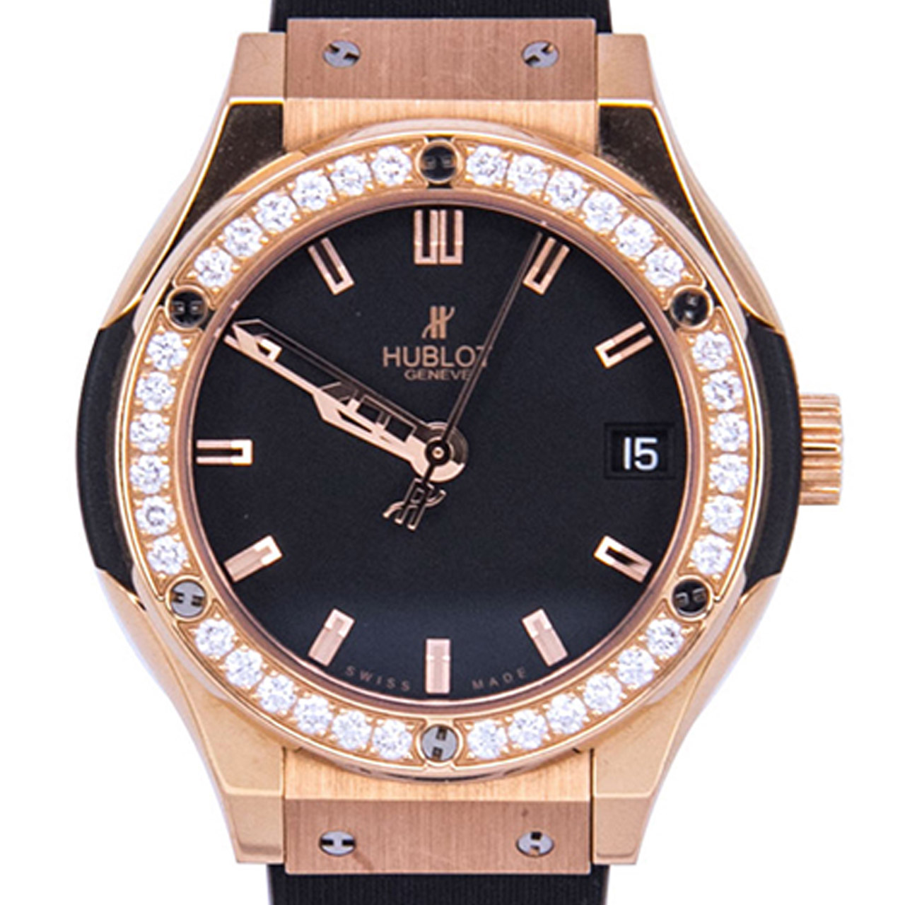 9.5新〕宇舶经典融合系列18k玫瑰金石英女表