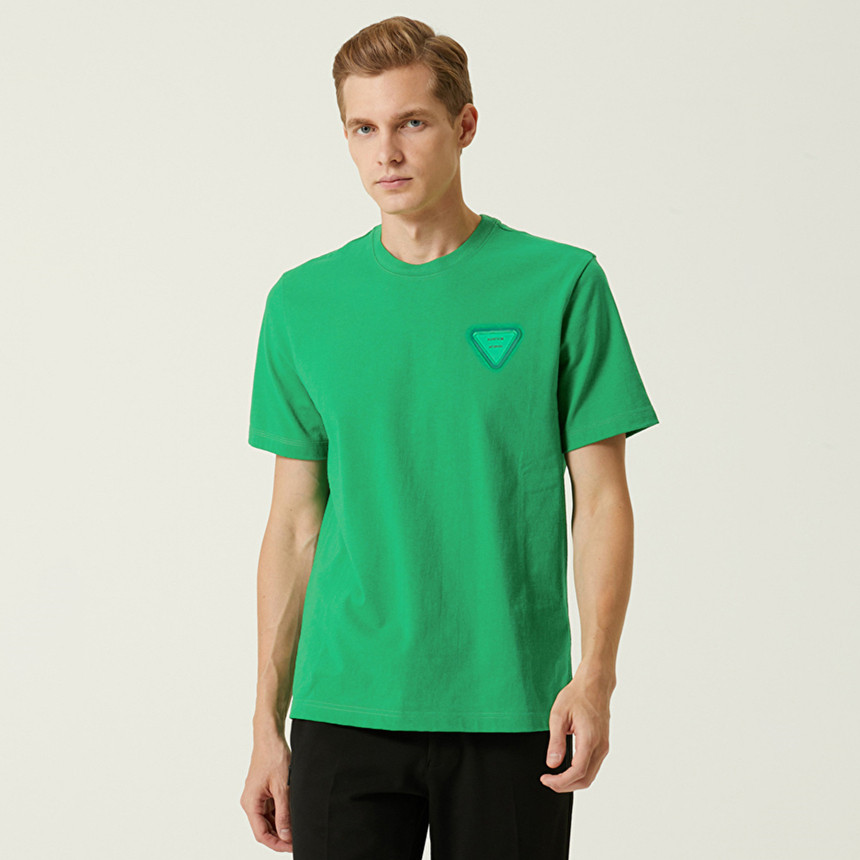 bv葆蝶家早春新款绿色三角标百搭低奢ins网红男女同款宽松短袖t恤