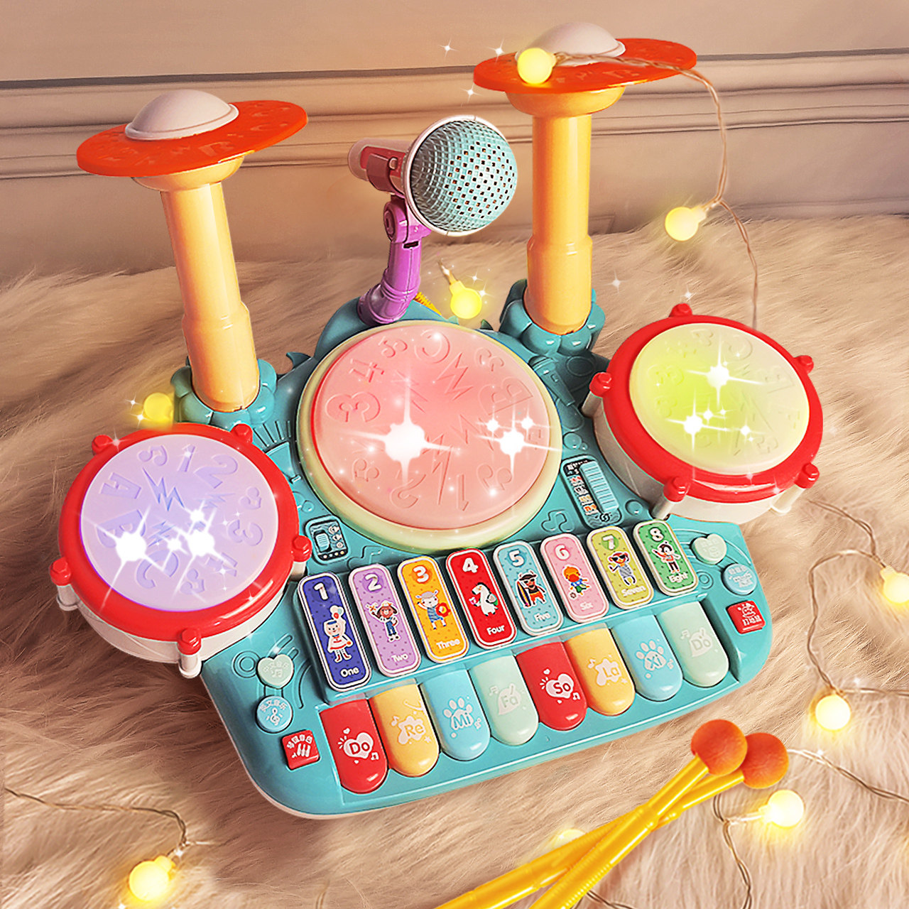 儿童打鼓玩具打击乐器宝宝小鼓敲打锣鼓婴幼儿手拍鼓1-3岁5男女孩