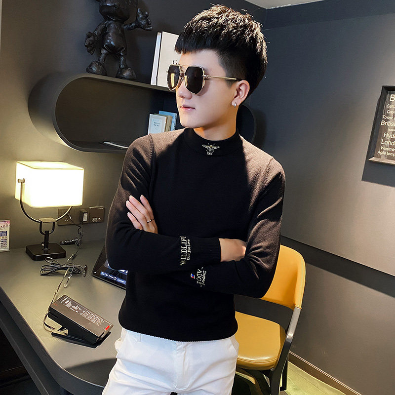 人小码毛衣男冬季xs号修身刺绣打底内衣年轻小伙紧身针织线衫优惠券