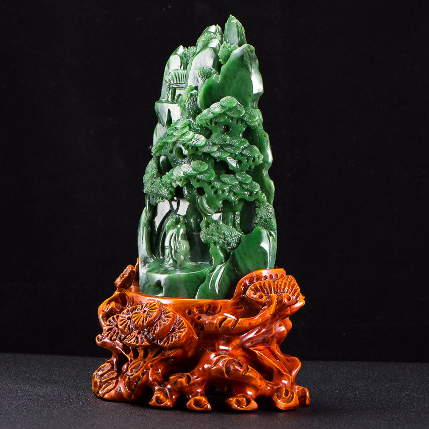 和田玉 碧玉乐在其中山水摆件1676.50g hl1039