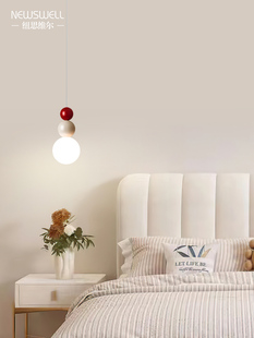 网红主卧室床头吊灯现代简约背景墙高级感奶油风灯具创意小吊线灯