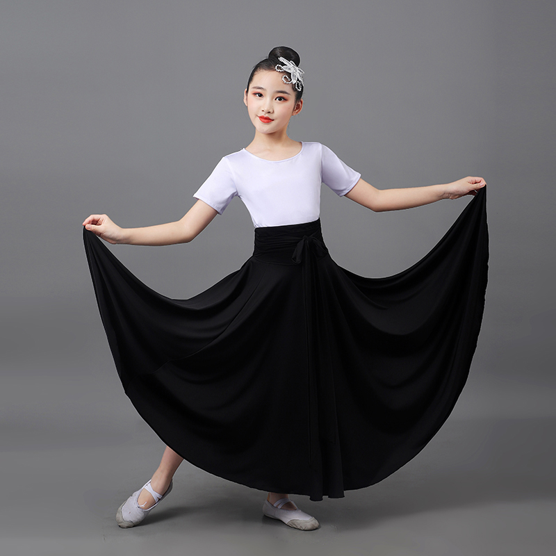 儿童古典舞练功服弹力中国风舞蹈牛奶丝大摆裙民族舞演出服女考级