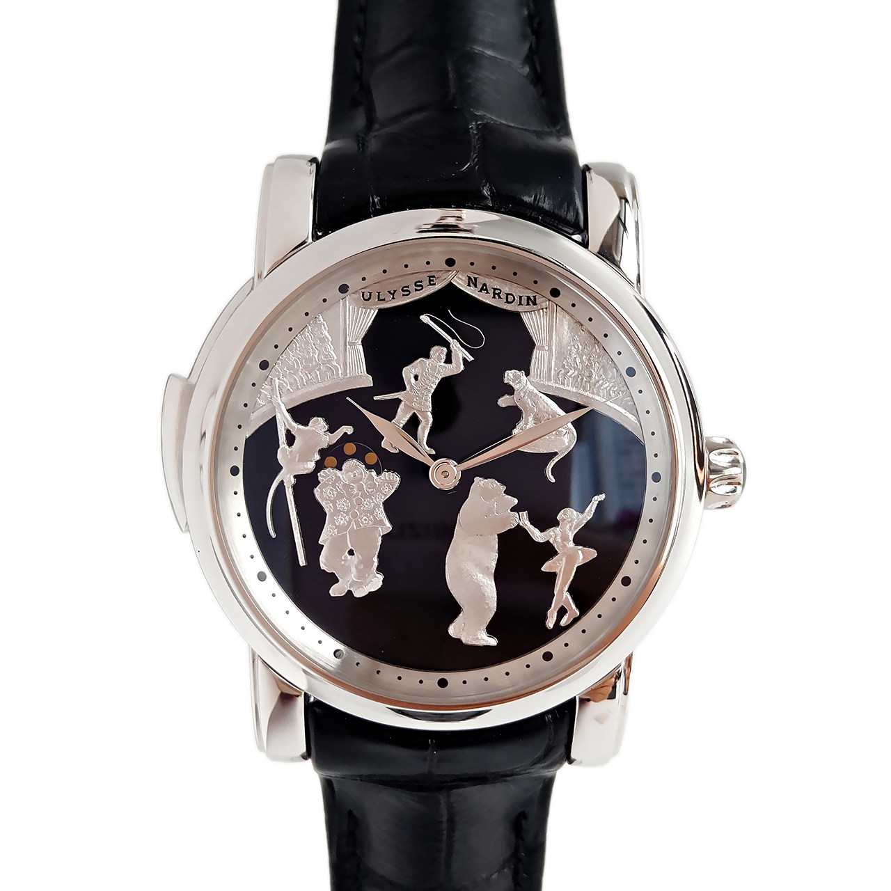 [99新] 雅典马戏团活动人偶三问报时铂金男手表749-80 le