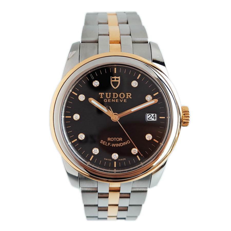 [9.5新] 帝舵tudor骏珏间金黑盘钻石日历男士表55003-68053 10di