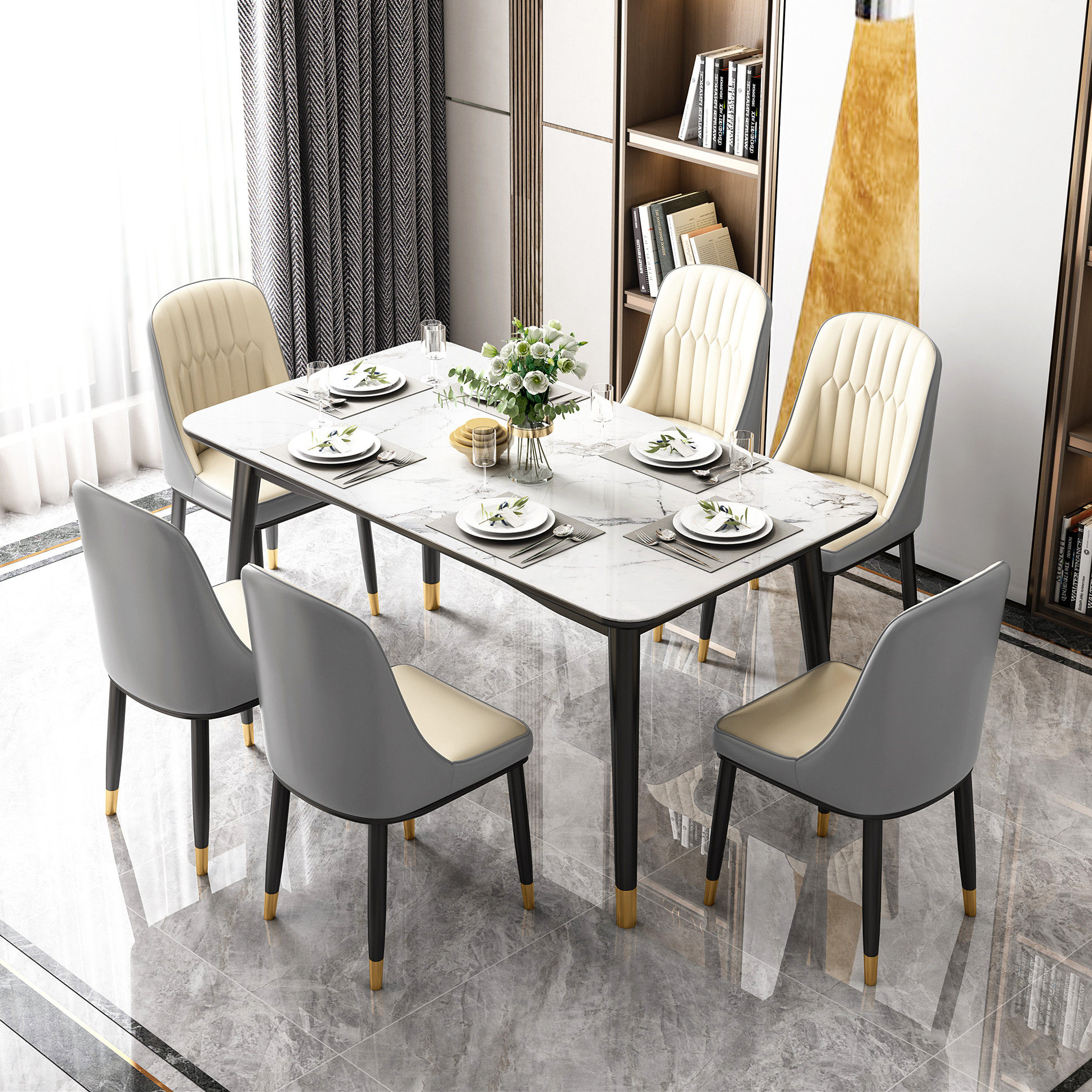 北欧实木餐桌椅组合餐桌家用小户型长方形餐桌现代简约