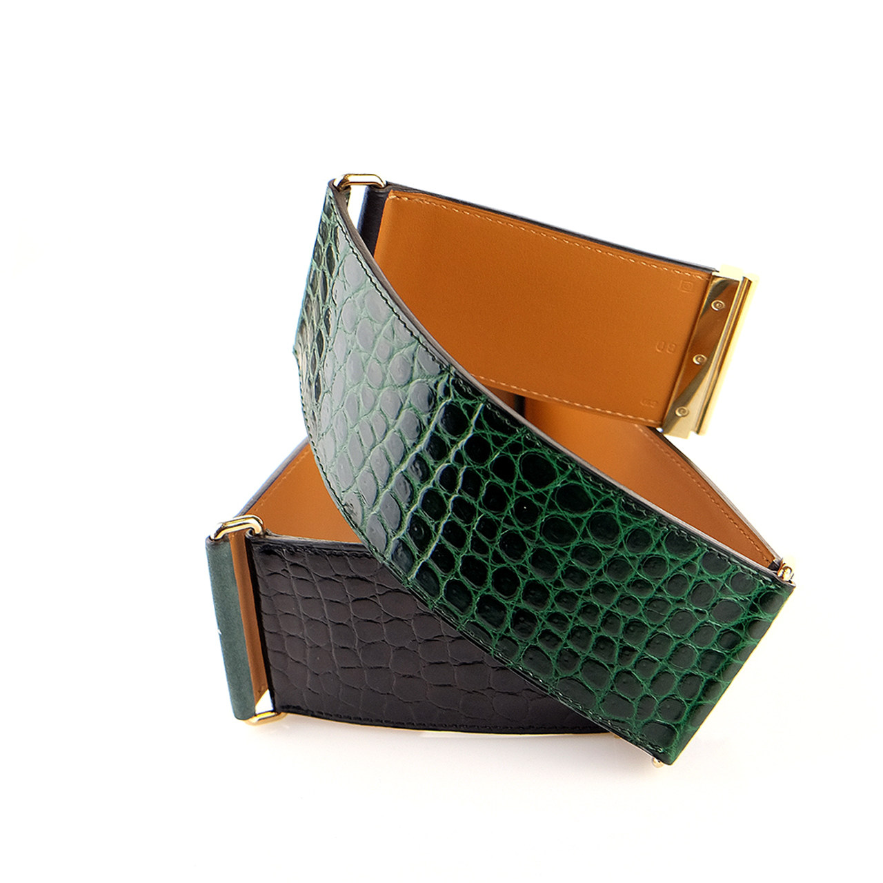 [未使用]hermes/爱马仕通用全湾鳄鳄鱼皮带腰封野生动物皮革制品