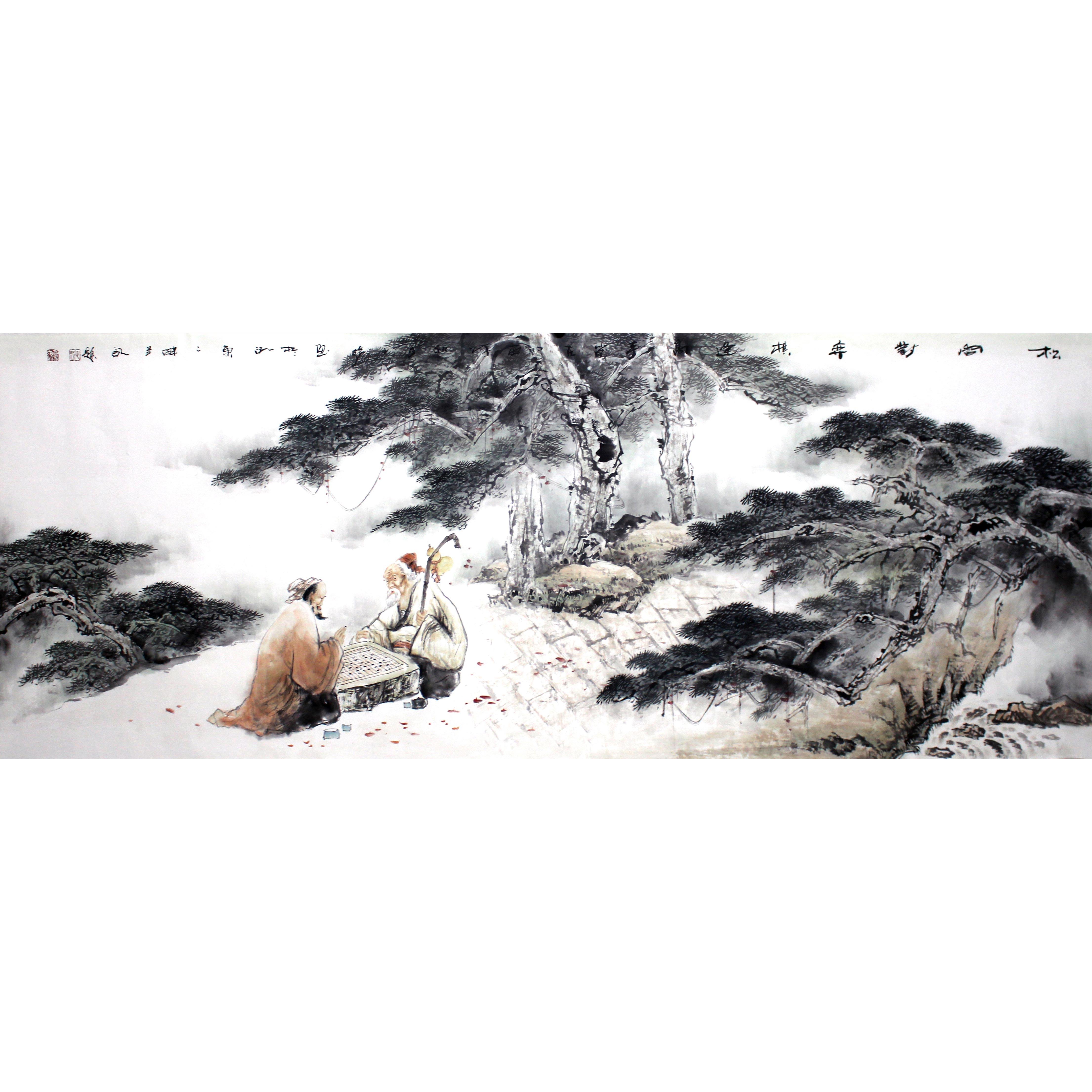 何正则 《松间对弈》 中国国画家协会理事