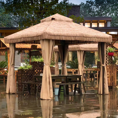 家用茅草亭子户外室外庭院毛草棚草棚稻草铁艺农家乐景区茶水亭木屋