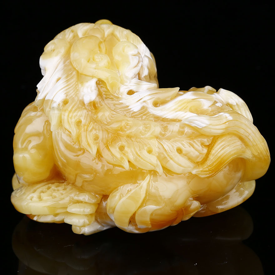 94.96g【招财进宝】馆藏级苏工精雕白花蜜貔貅吊坠