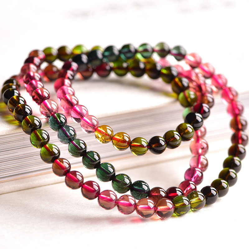 12g 5.5mm 近玻璃体 多彩碧玺手链 多圈 七彩年轻好心情
