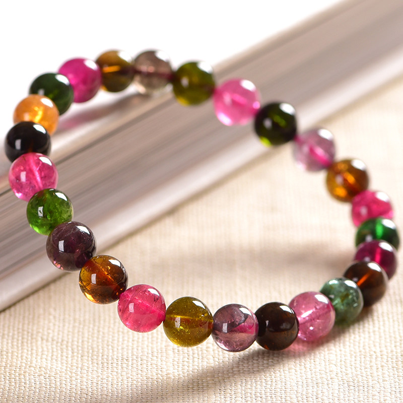 14.95g 7mm 多色碧玺手链 颜色艳丽 晶体水润