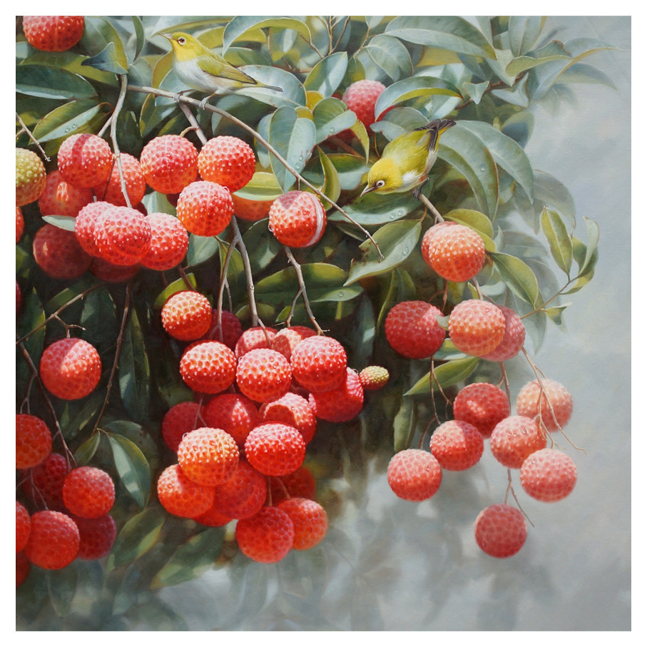 【版画】郑炳章《荔枝红了》限量收藏级版画