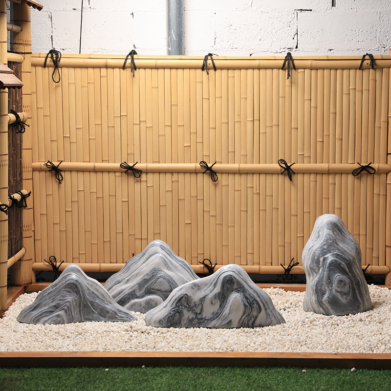 石头雪浪石切片组合天然泰山石摆件室内枯山水布置景观石楼梯造景