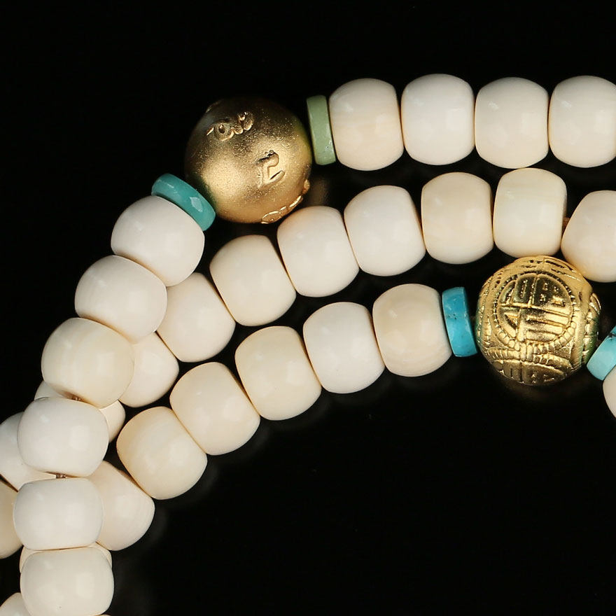 五台山佛寺义拍 万年冰封生物猛犸象牙108颗佛珠 殊胜加持