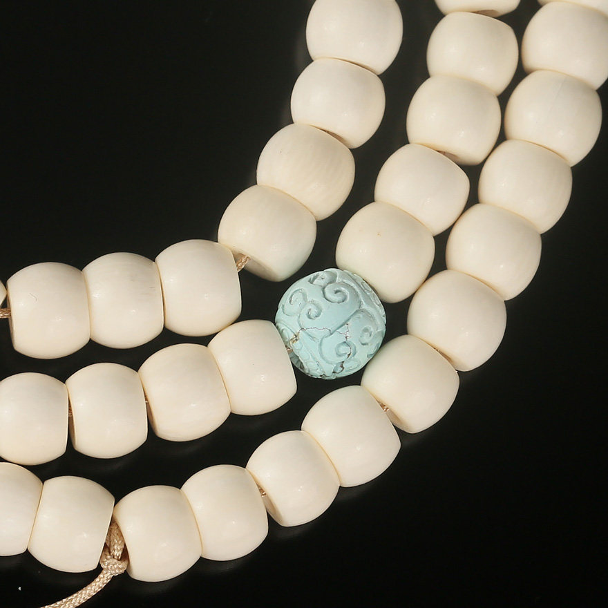 五台山 猛犸象牙108颗佛珠 绿松石配饰 禅修加持