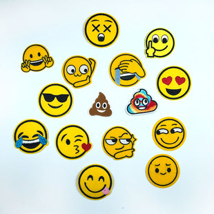 emoji表情大全简笔画,emoji表情简笔画 emoji表情卡通时尚补丁贴儿童衣服贴徽章布贴黄色笑脸装饰diy贴花