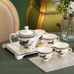 法式水杯茶具套装家用欧式陶瓷水具杯具茶杯子茶壶高档轻奢带托盘