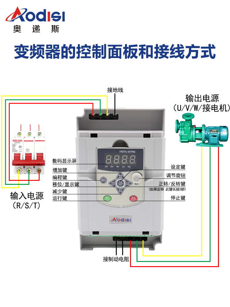 矢量型变频器单相220v三相380v电机调速水泵雕刻机1.5/5.5/7.5KW