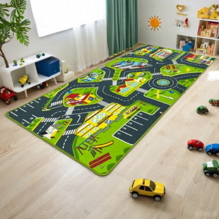 捷成地毯儿童汽车地垫跑道城市交通卧室客厅可机洗防滑幼儿园室内
