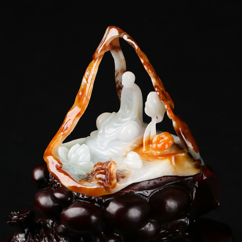 【源头好货】刘智晓玉雕大师作品 糯种红翡翡翠悟道摆件234.93g