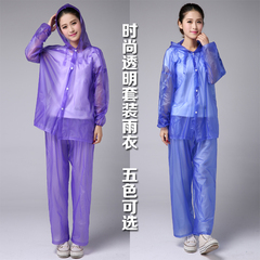 时尚透明套装雨衣雨裤分体塑料韩版雨披男女成人防水户外骑行eva