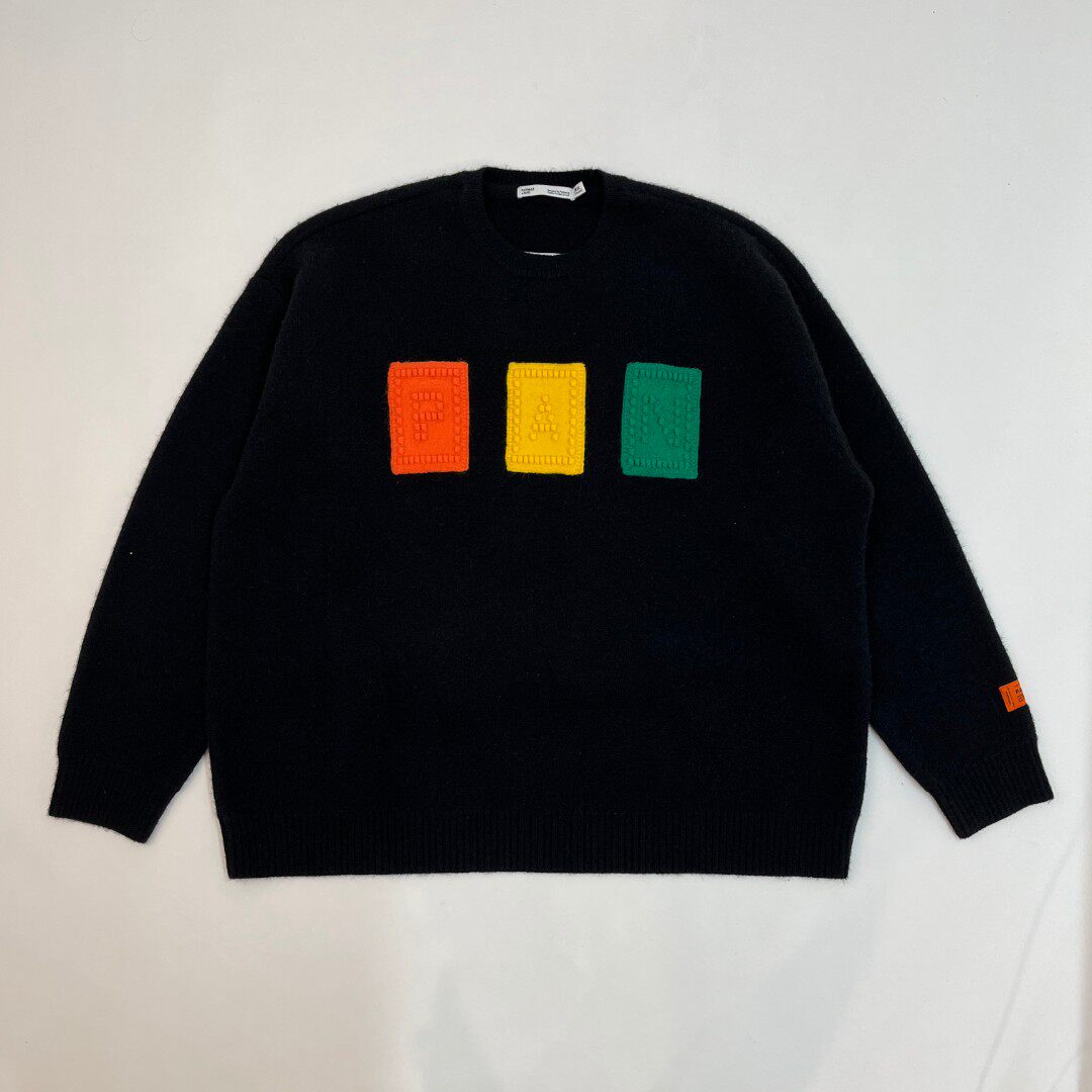 panmax潘麦克斯大码宽松情侣装黑蓝绿色秋冬街头潮流字母毛衣