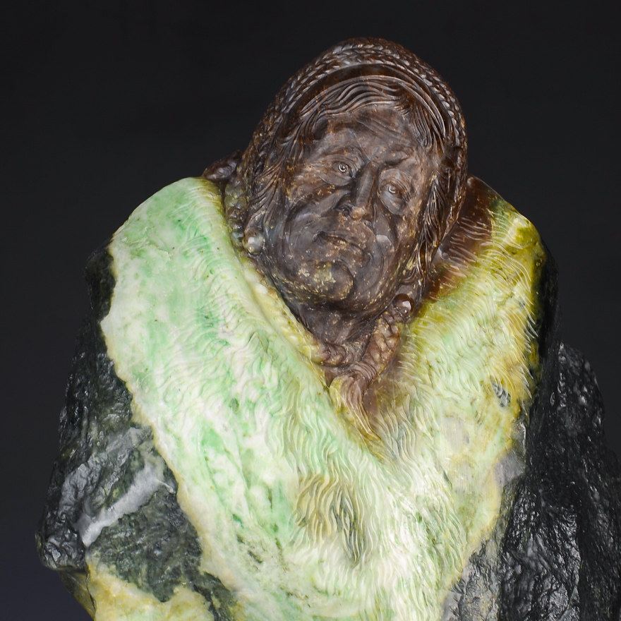 《梵音若召》陆子冈杯金奖玉雕大师王超麟独山玉精品摆件