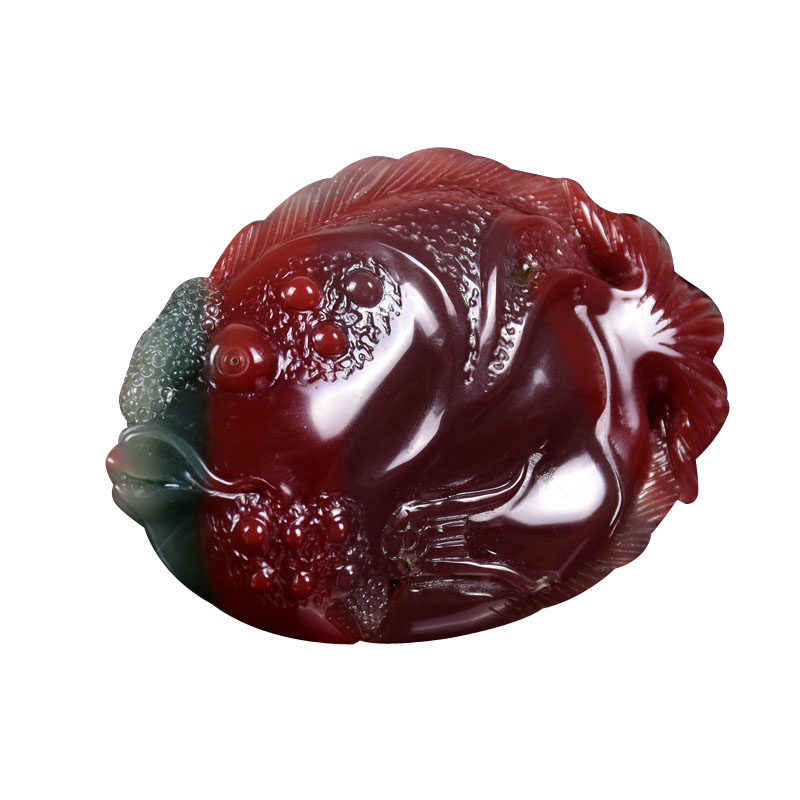 71.68g 紫绿玛瑙 神仙鱼挂件 省级玉雕大师侯庆申作品