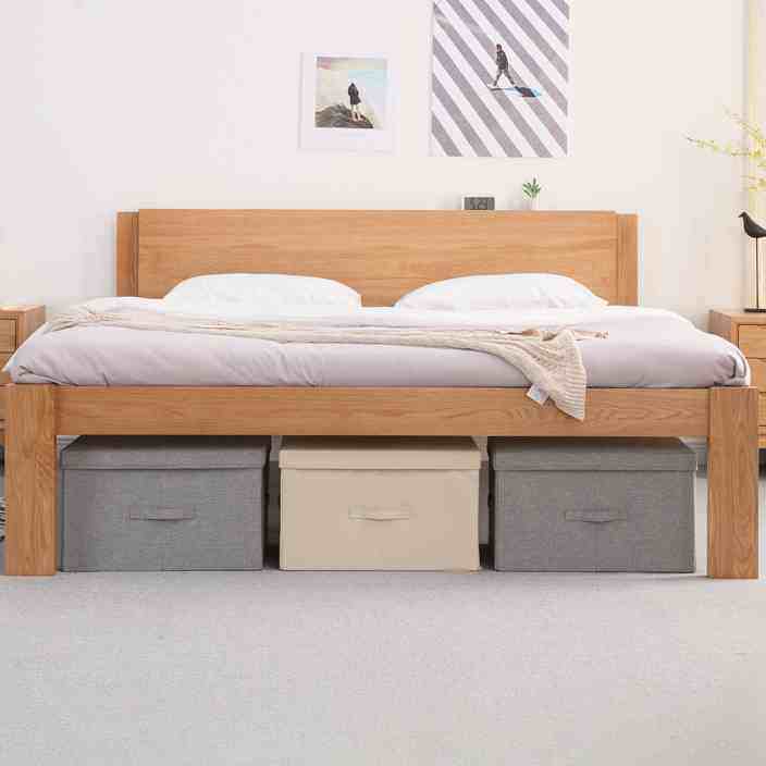 致有家高脚床加高床高腿硬板满铺床实木橡木床18米双人15单人