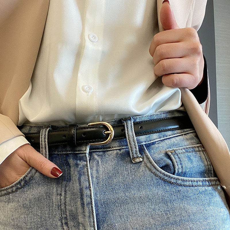 细款小皮带女夏ins风真皮纯牛皮牛仔裤腰带窄休闲百搭潮时尚个性
