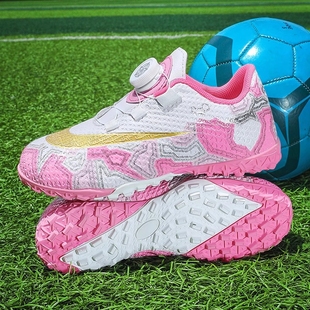童鞋女童足球鞋秋款2024女孩碎钉运动鞋儿童旋转扣训练鞋潮中大童