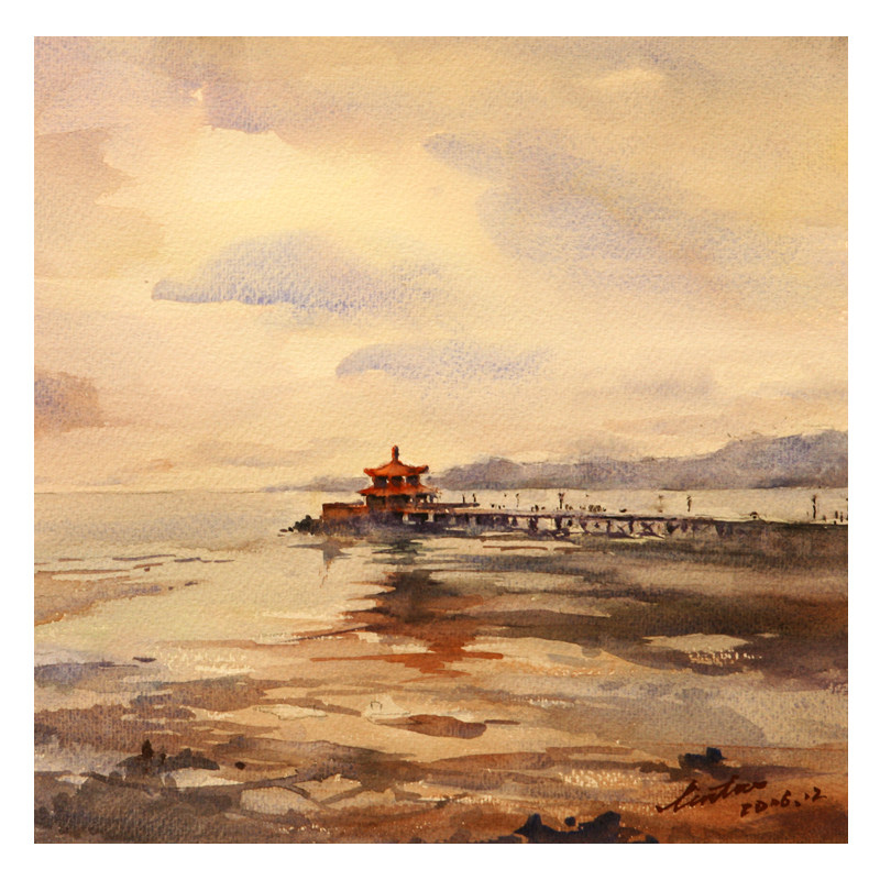 林涛《 青岛栈桥 》 水彩