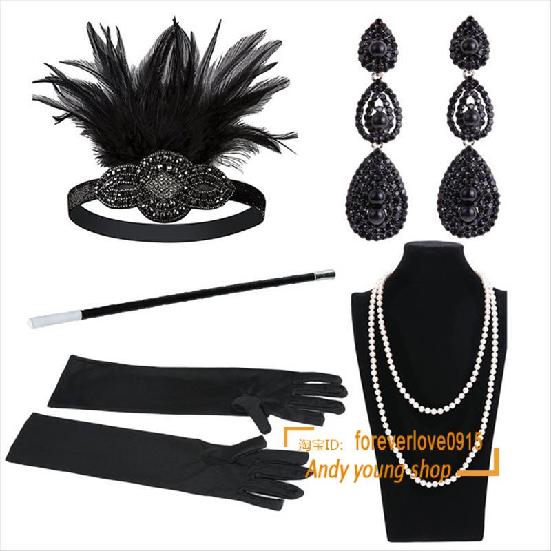 1920s Accessories Set Flapper Girl Headband Pearl Necklace|ruв категории Украшения,ювелирные изделия, шпилька - от Buy2taobao.com для оказания профессиональной услуги покупки агента Taobao