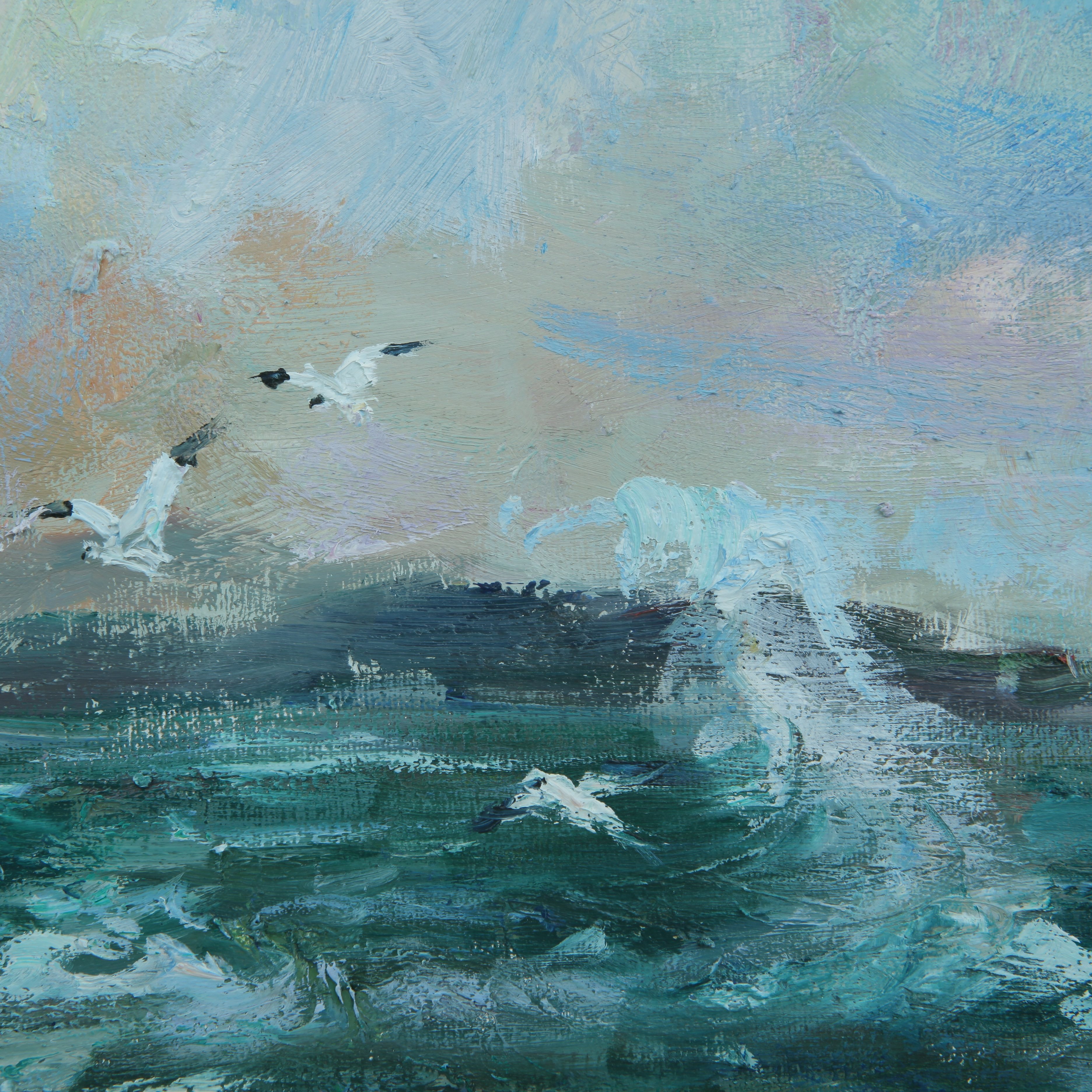 油画 层次丰富 肌理感强《碧海潮生曲》质感颇佳 张建华