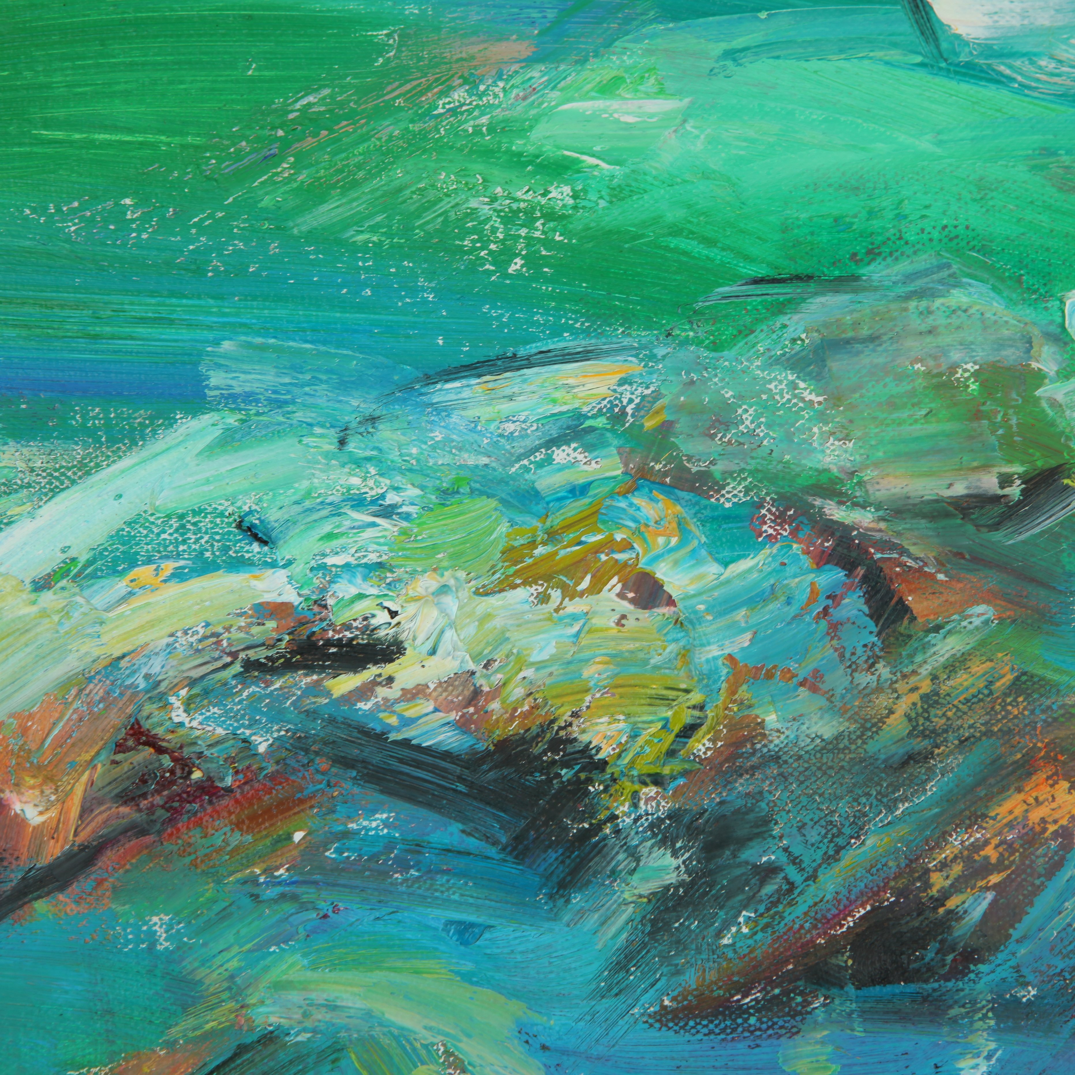 油画 直接画法 质感颇佳《绿夜》色泽耐久 张建华