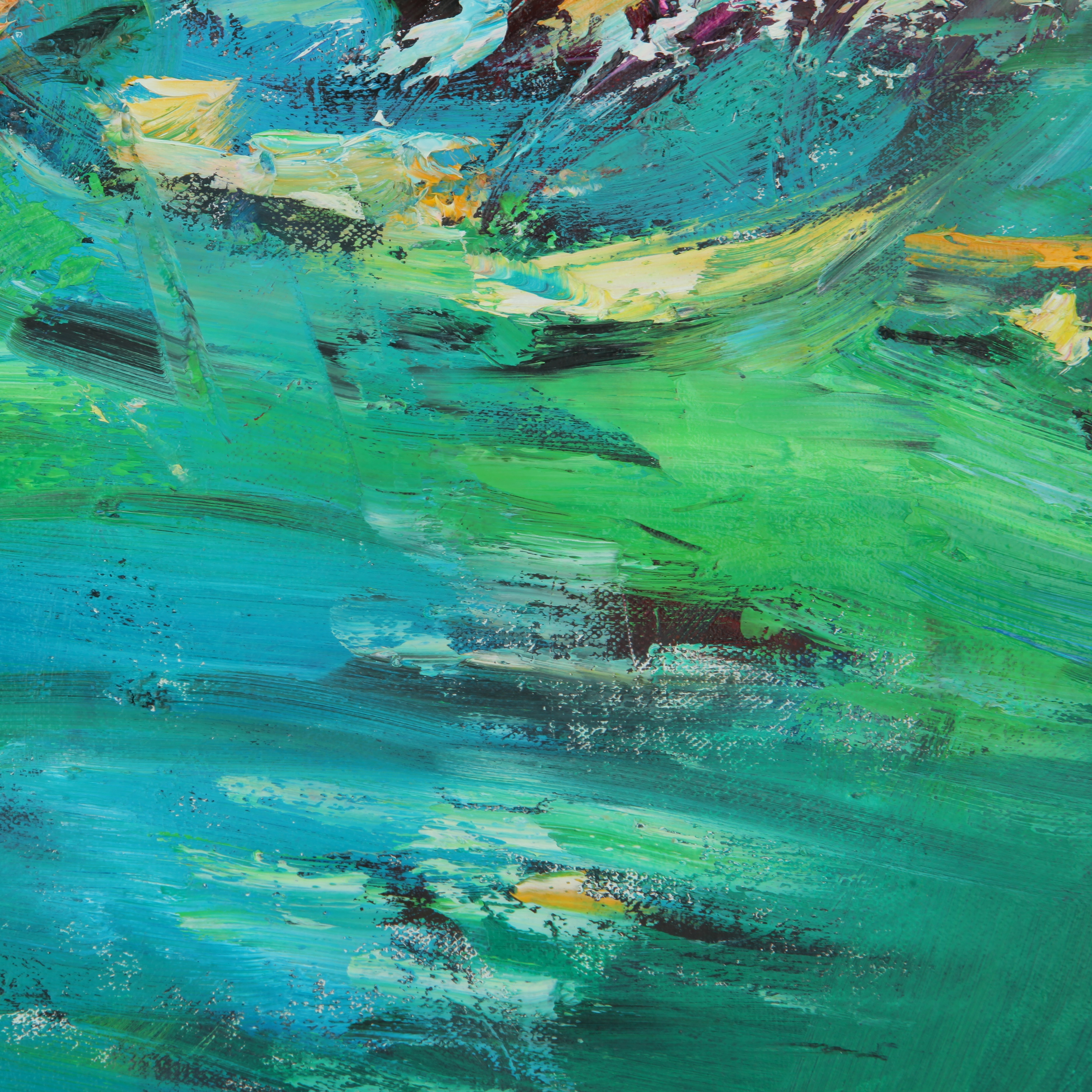 油画 直接画法 质感颇佳《绿夜》色泽耐久 张建华