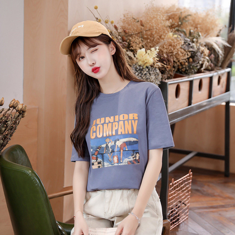 夏季纯棉短袖t恤女2019新款韩版网红学生ins宽松潮超火cec上衣服