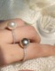 轻奢s925银单颗珍珠戒指可调节清冷高级感镶钻气质简约通勤食指环