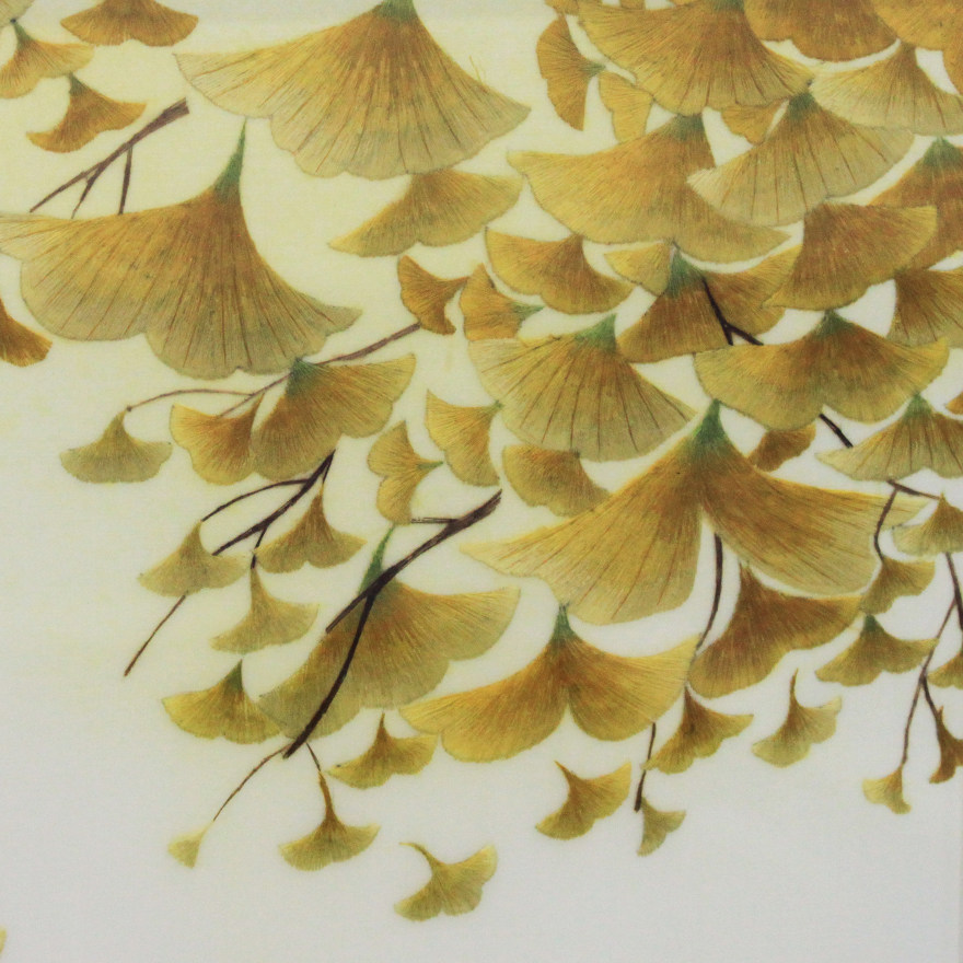 精品刺绣 《银杏扇》