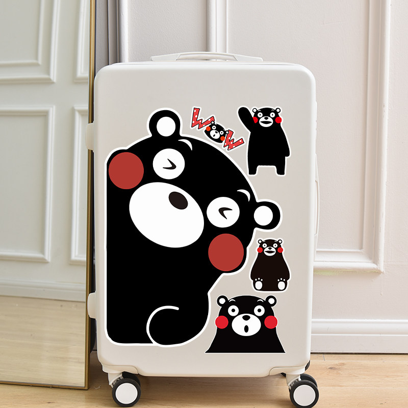 卡通可爱熊本雄行李箱贴纸大张拉杆箱旅行箱墙壁冰箱装饰贴纸防水