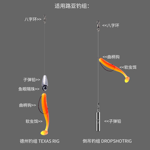 路亚加强宽腹曲柄钩软虫钩鲈鱼鲶鱼鳜鱼德州钓组T尾钩龚