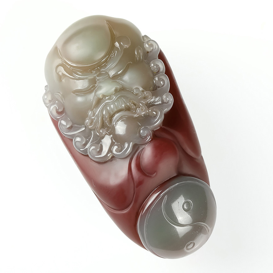 65.79g 精品紫绿玛瑙 达摩挂件